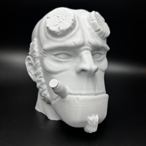 Soporte para auriculares Hellboy, soporte para auriculares, decoración de habitaciones, juegos, oficina, escritorio, busto para pintar, impresión 3D imagen 4