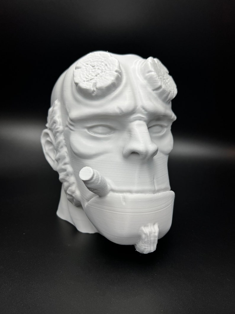 Soporte para auriculares Hellboy, soporte para auriculares, decoración de habitaciones, juegos, oficina, escritorio, busto para pintar, impresión 3D imagen 4