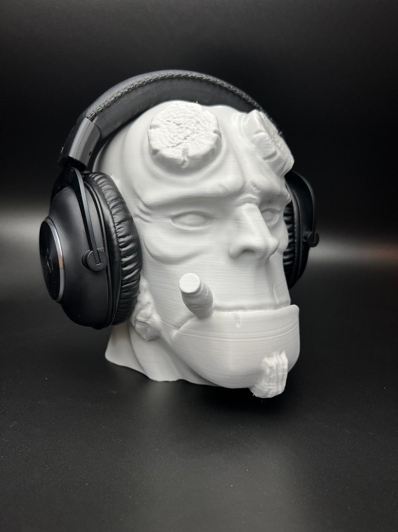 Soporte para auriculares Hellboy, soporte para auriculares, decoración de habitaciones, juegos, oficina, escritorio, busto para pintar, impresión 3D imagen 1