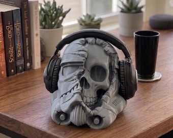 3D Printed Stormtrooper Skull Headphone Stand, Gaming Room Decor