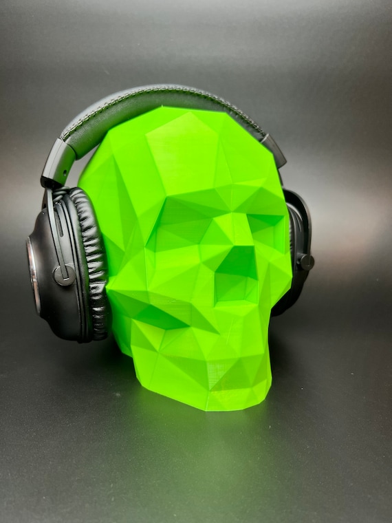 Low Poly Skull Headphone Stand , Headphone Holder , Room