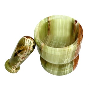 Green Onyx Mortar and Pestle Large 5 inch Holds over 2 cups