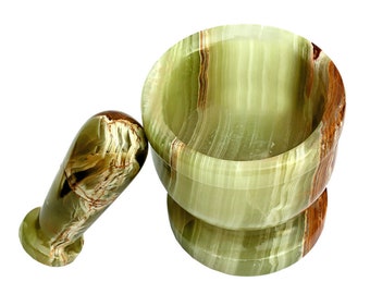 Green Onyx Mortar and Pestle Large 5 inch Holds over 2 cups