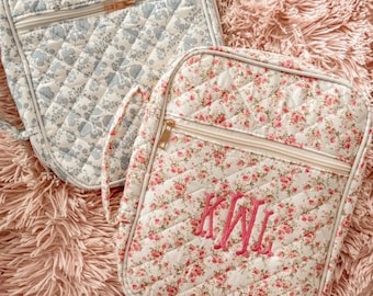 Personalized Quilted Floral Bible Case | Monogram Bible Sleeve (Christian Gift)