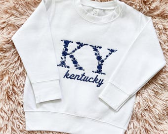 Sudadera con bordado floral de Kentucky para niños pequeños / Conjunto para bebé de Kentucky
