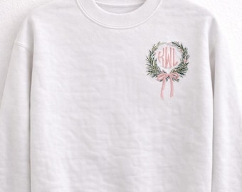 Sudadera con monograma y corona bordada / Sudadera de cuello redondo con inicial personalizada