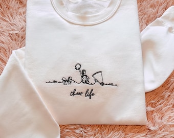 Sudadera Cheer Life bordada / Sudadera minimalista de cuello redondo para animadoras / Regalo para mamás y entrenadoras de animadoras