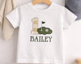 Camiseta de cumpleaños de golf personalizada / Camiseta infantil con nombre personalizado / Conjunto con temática de golf