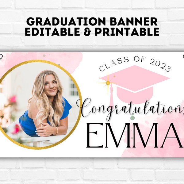 Graduation Banner - Girls Graduation Banner - Graduation Entryway Sign - Vinyl Graduation Sign - High School or College Graduation Banner