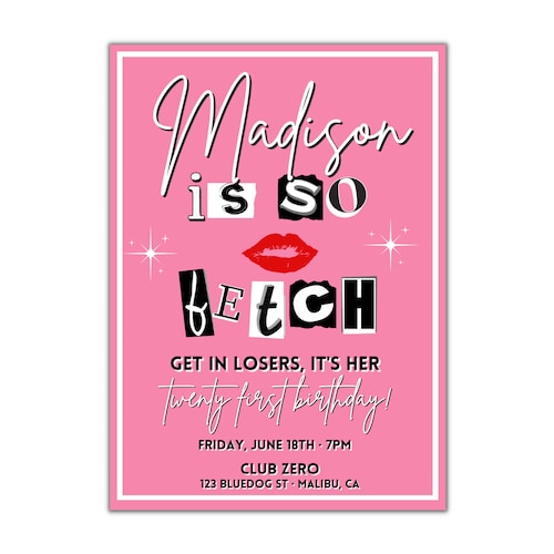 Mean Girls Party Invitation Mean Girls Birthday Invitation Etsy New