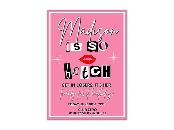 Mean Girls Birthday Invitation: Editable 2000s Theme Template