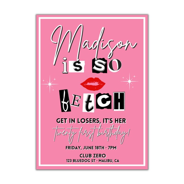 Mean Girls Party Invitation, Mean Girls Birthday Invitation, Editable 2000s Birthday Invitation, 2000s Birthday Party Theme Template