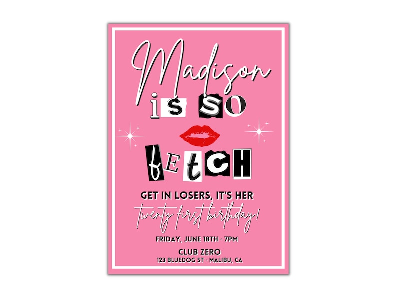 Mean Girls Birthday Invitation: Editable 2000s Theme Template image 1