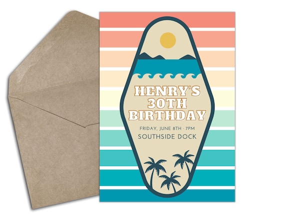 Boys Beach Birthday Invitation Template Outer Banks Birthday