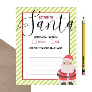 Plantilla de Carta a Santa - Escribiendo a Santa Claus - Descarga Instantánea - Imprimible - Actividad navideña para niños - Coloración navideña