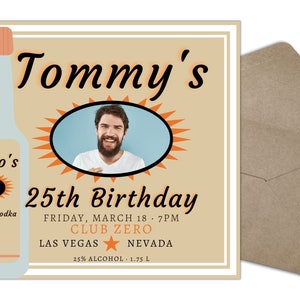 Tito's Vodka Invitation Template - Bachelor Party Invitation Template - Mens Birthday Invitation - Boy 21st Birthday Invitation - Editable
