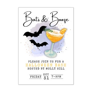 Halloween Party Invitation, Bats and Booze, Boos, Adult Halloween party Invitation Template, costume party, instant download, bats and booze