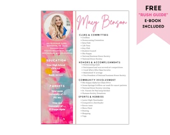 Sorority Resume Template and cover letter