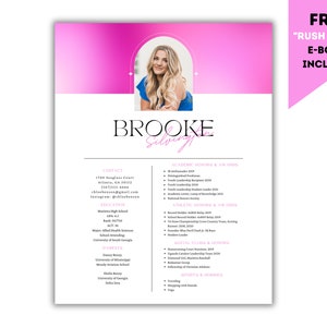 Sorority Resume Template - Pink Sorority Resume - Editable - Cover Letter - Modern Resume