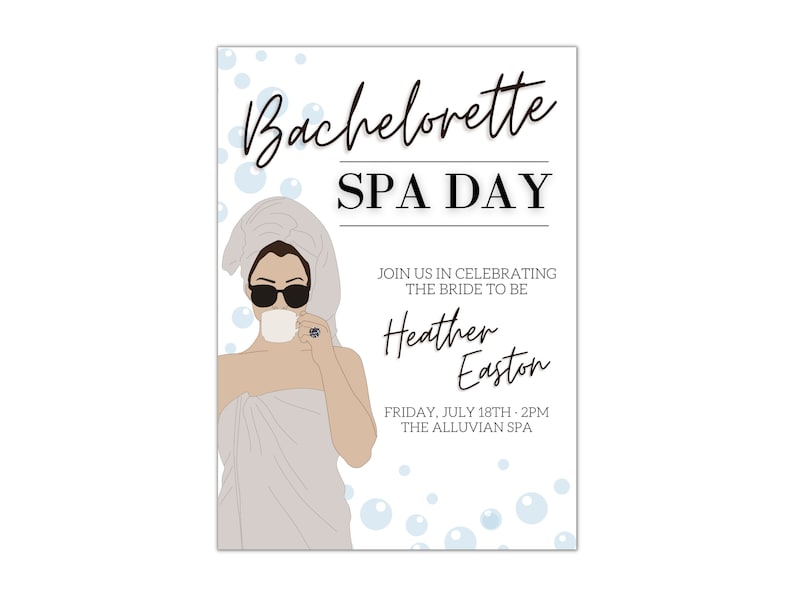 Spa Day Bachelorette Invitation Template Spa Day Invitation Spa Bachelorette Invitation Spa Birthday Editable Printable Instant image 1