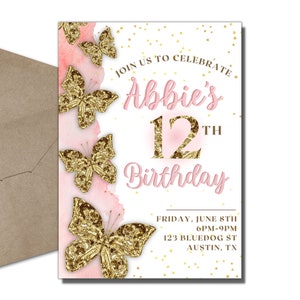 ANY AGE Butterfly Birthday Invitation Template, Butterfly Invitation, Butterfly Template Download, Digital File - Printable -Picnic Birthday