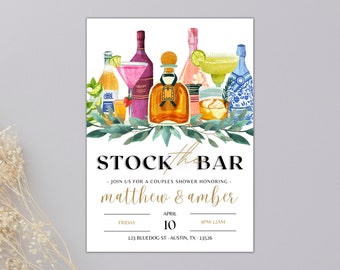 Stock the Bar Invitation Template: Couples Shower, Editable (Printable)