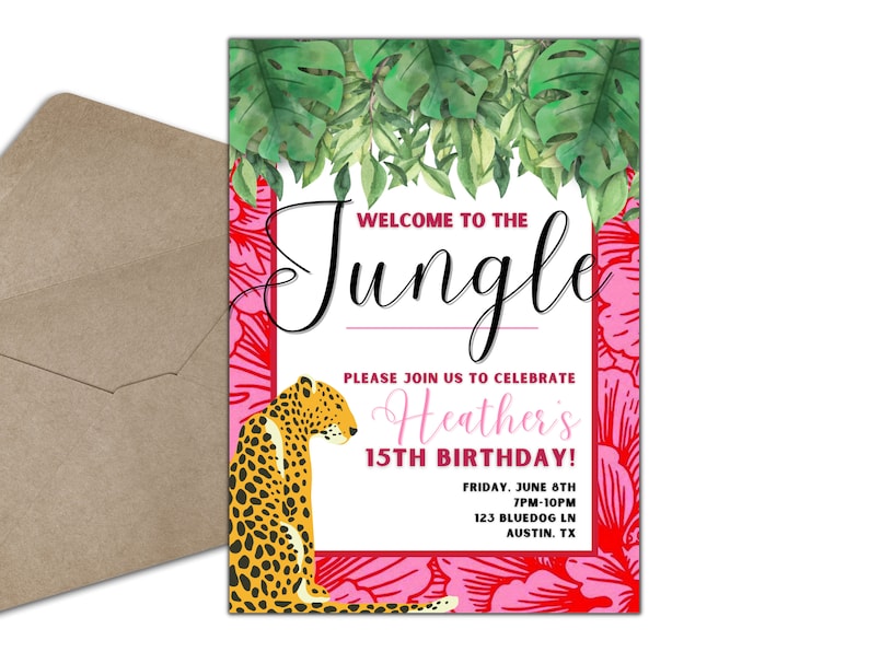 Editable Jungle Party Invitation WILD Animal invitations Jungle Birthday Invitation Party Animals Jungle Birthday Invitation