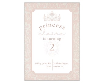 Princess Birthday Invitation - Girl's Birthday Invitation - Princess Party - Royal - Crown - Instant Download - Editable