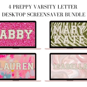 Preppy Varsity Letter Desktop Screensaver Bundle (Includes all 4) - Sorority Letter Desktop Screensaver Download