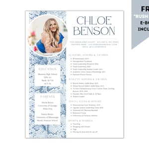 Sorority Resume Template - Blue Snakeskin - Editable - Cover Letter - Preppy Sorority Resume Template - Printable - Instant Download - Blue