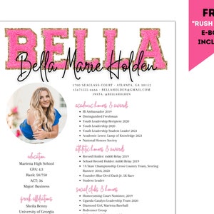 Sorority Resume Template - Gold Foil Sorority Resume Template - Editable - Cover Letter - Rush Packet Template - Sorority Resume