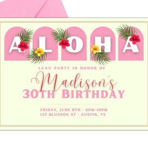 Aloha Luau Beach Birthday Invitation Template - Beach Party - Pool Party - Summer - Instant download - Editable - Printable