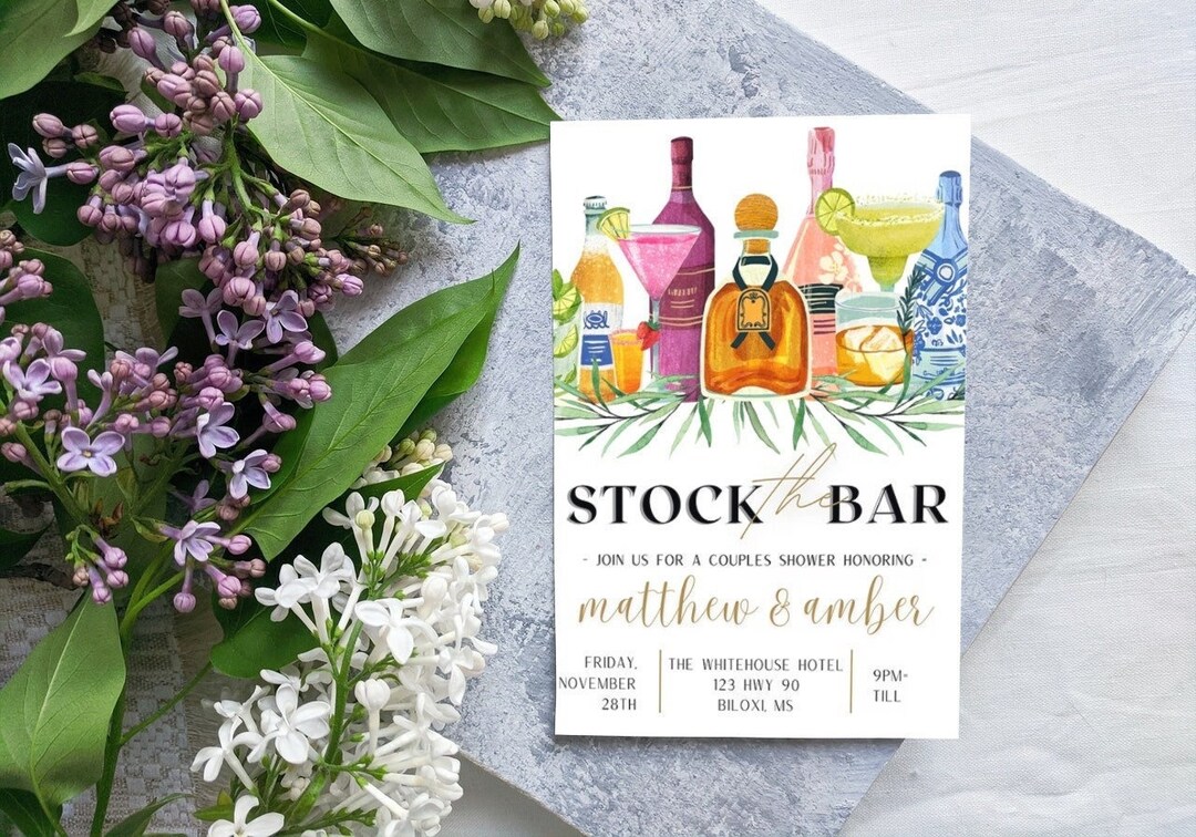Stock the Bar Invitation Template Couples Wedding Shower Invitation