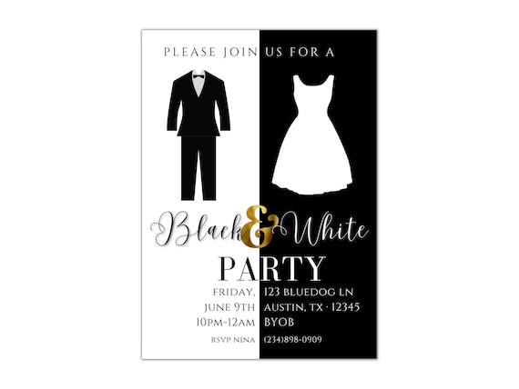 Black and White Party Invitation Template: Editable Event Invite (digital  Download) - Etsy Israel