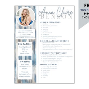 Blue and Gray Watercolor Preppy Sorority Resume Template - editable - Cover Letter
