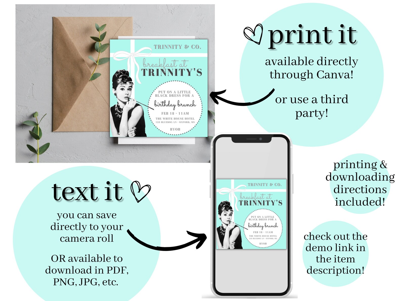 Breakfast at Tiffany's Themed Invitation Template Bride and Co ...