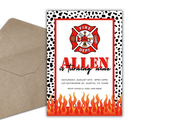 Creative Converting Feuerwehrmann-Party-Einladungen - 8 Stück Mit Konfetti-Design, Für Kindergeburtstage