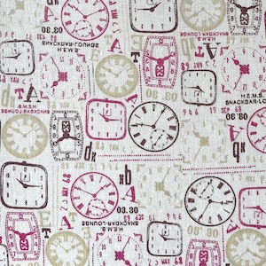 Feuilles de tissu en coton A4 autocollantes, tissu autocollant horloges vintage