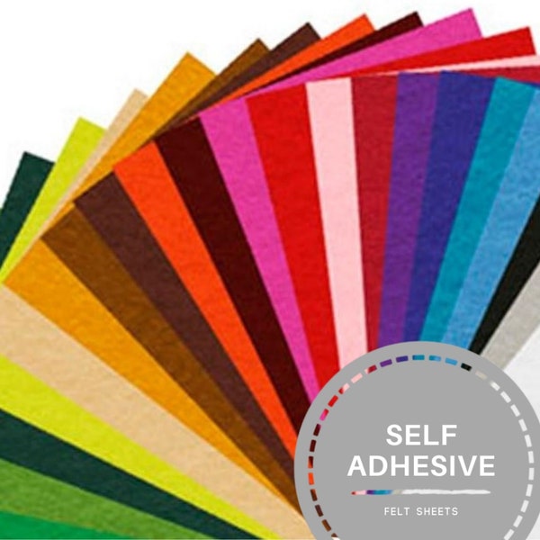 Self Adhesive Felt Sheet, Peel & Stick Acrylic Craft Felt, Sticky Backed - Choose from 22 Colors
