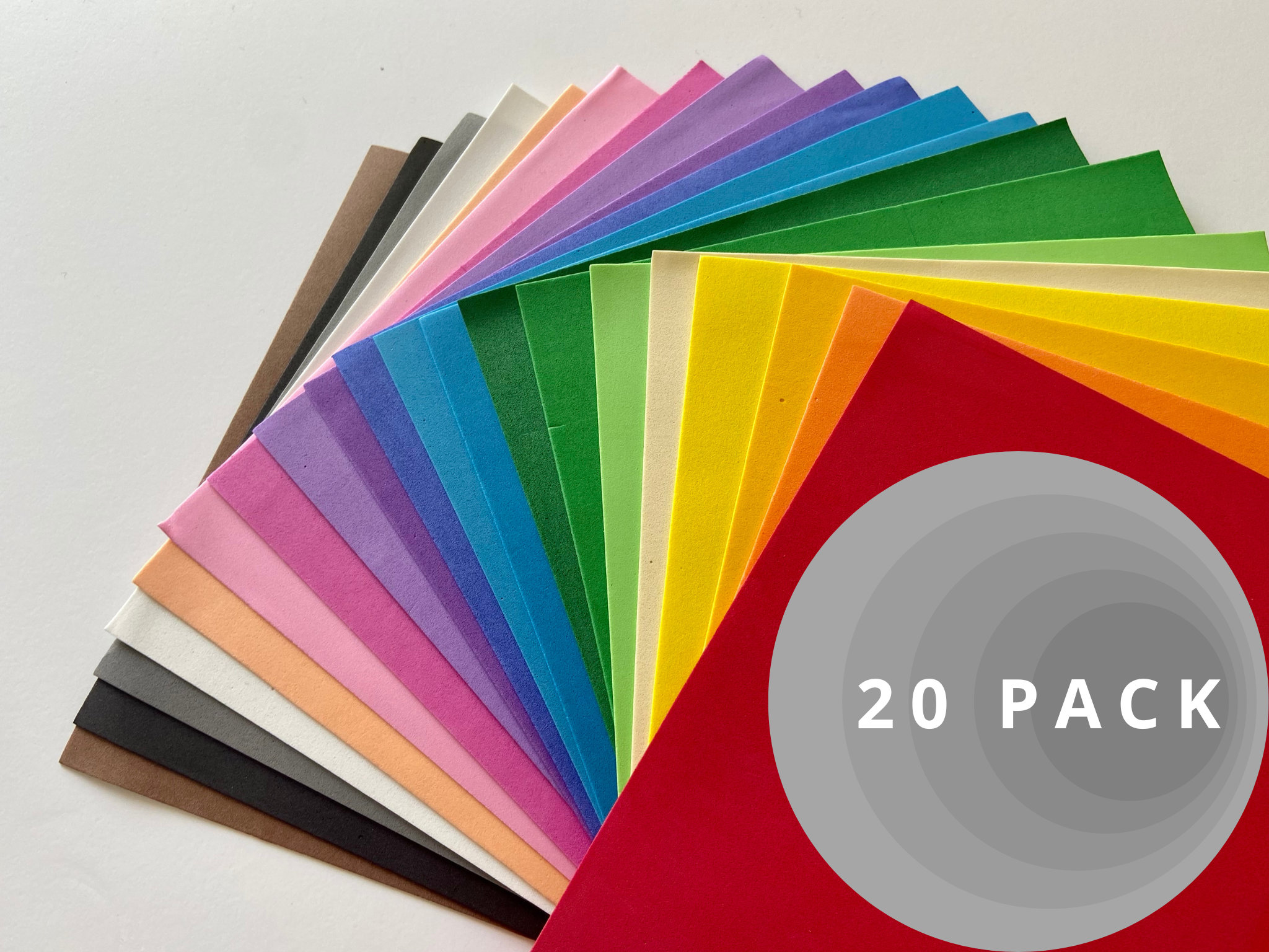Foam Sheets, 20 Assorted Colors, Thin and Flexible EVA Foam, 1mm Thick, A4 Size