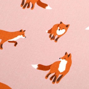 Self-Adhesive Cotton Fabric, Foxes Fabric, A4 Sticker Sheets