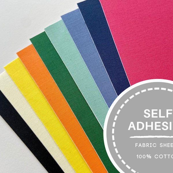 Feuilles autoadhésives en tissu de coton, Sticker en tissu, Tissu autocollant, Format A4, Différentes couleurs disponibles