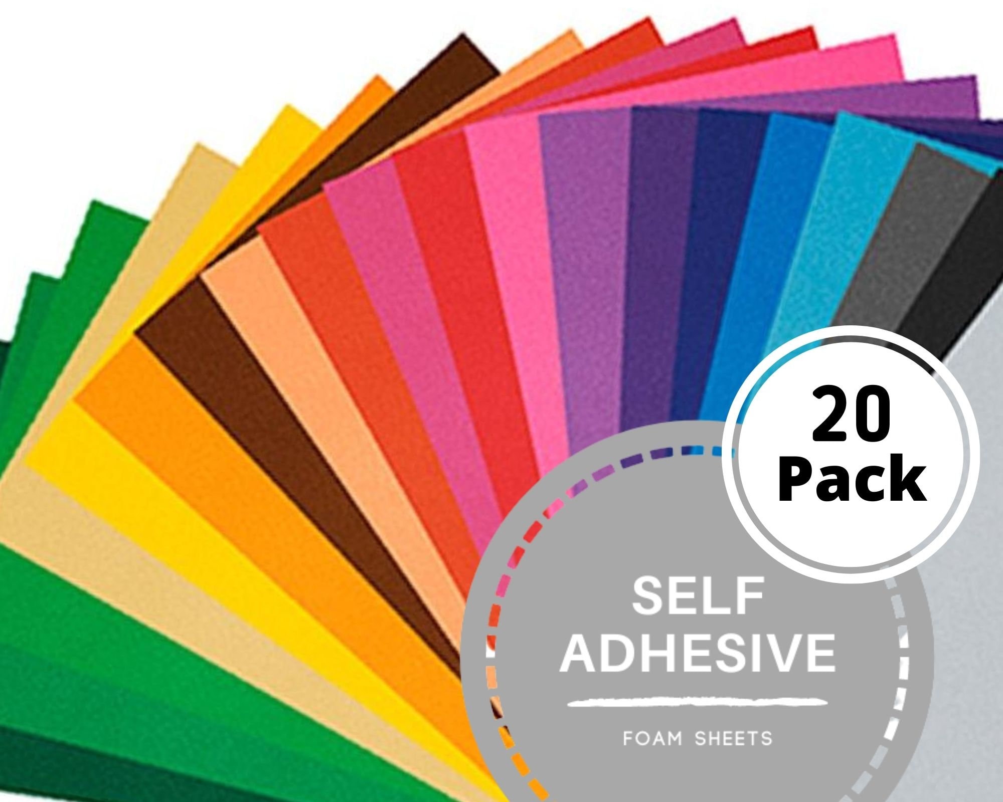Adhesive Foam Sheets, 20 Peel & Stick EVA Foam, Sticky Backed Moosgummi