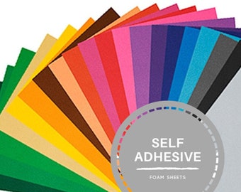 Adhesive Foam Sheet, Peel & Stick EVA Foam, Sticky Backed Moosgummi for Crafts - Choose from 20 Colors