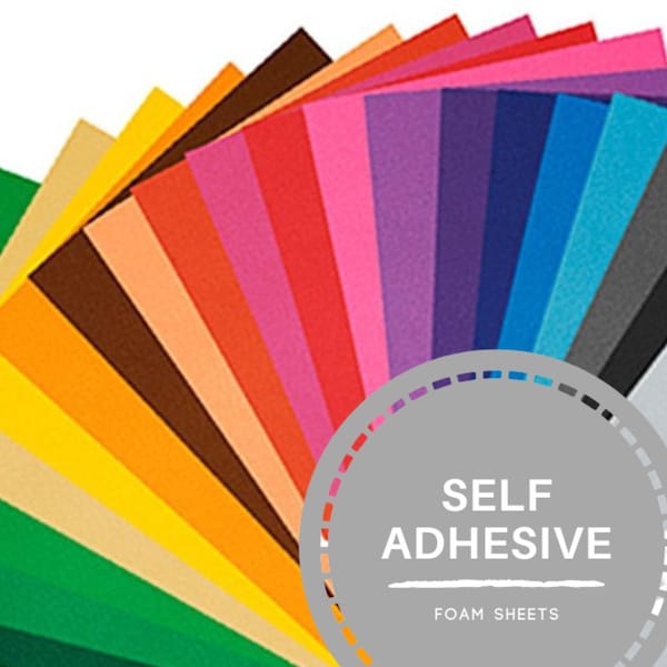 Adhesive Foam Sheet, Peel & Stick EVA Foam, Sticky Backed Moosgummi for Crafts - Choose from 20 Colors