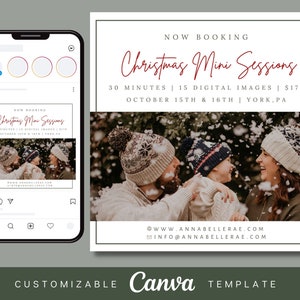 Christmas Mini Session Template, CANVA Christmas Minis Template, Holiday Mini Session Template, Holiday Marketing Board, Christmas Template