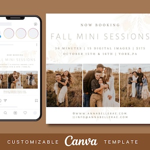 Fall Mini Session Template, Canva Mini Session, Photography Template, Autumn Mini Session Templates,  Photographer Marketing template