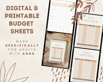 Digital/Printable ADHD Budget Sheet | Adult Adhd Downloads | Budget Tracker | Budget Planner | Monthly Budget PDF | Autism Downloads
