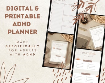 Digitaler/druckbarer ADHS-Planer | ADHS Planer Erwachsene | PDF To Do Liste | Planer Buch | Tagesplaner | Befriedigung Journal | Zeiterfassung