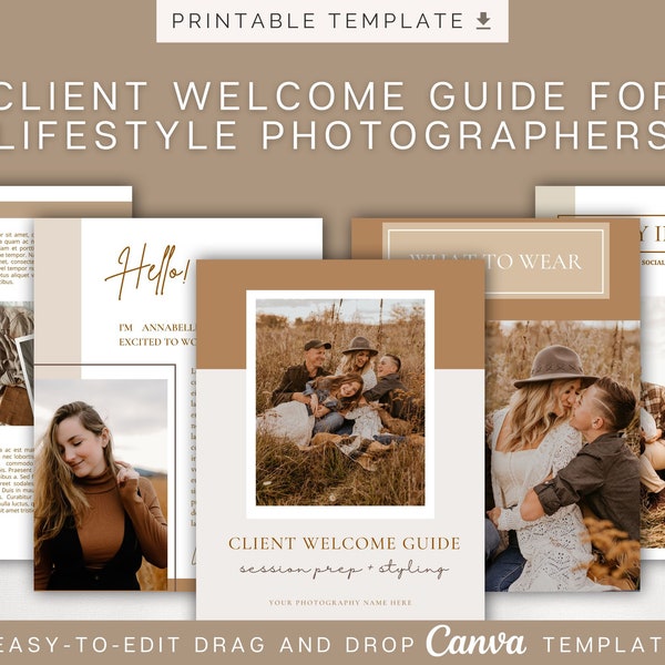 Canva Photographer Template | Style Guide For Photographers | What to Wear Guide | Welcome Guide Photography | Family Session Template